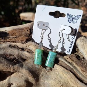 Turquoise and labradorite beaded earrings